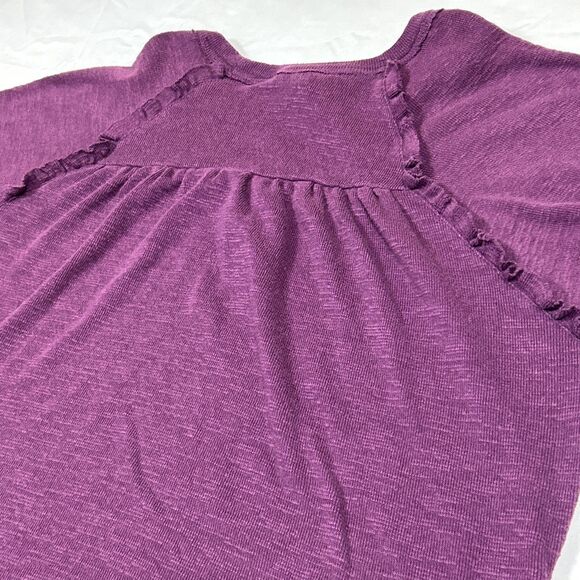 Anthropologie Pilcro Raglan Ruffled Thermal Top Purple Size Small Preppy Office - Picture 14 of 16